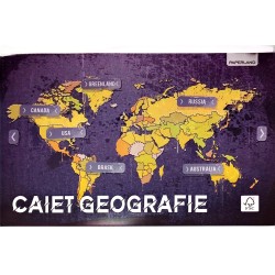 Caiet Geografie Paperland, copertă color, hartă lumii, FSC, format A5