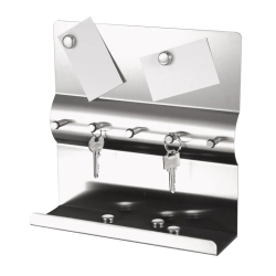 Suport magnetic cu raft, JTI, 5 carlige, 5 magneti, inox, argintiu, 24x24x7cm